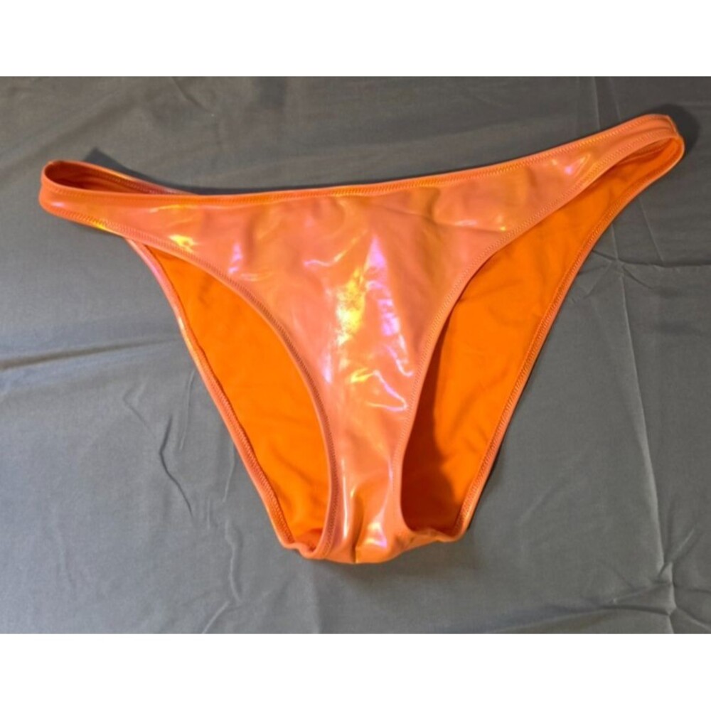 Aerie Orange Shimmer Shiny Cheeky Swim Bathing Suit Bottom XL New